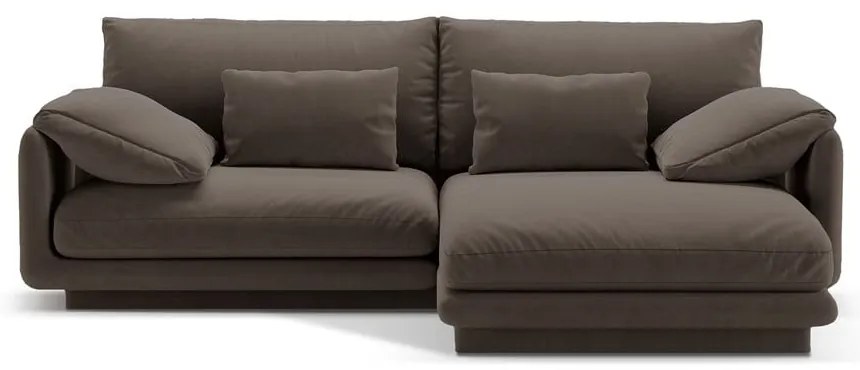 Hnedá zamatová rohová pohovka (pravý roh/s leňoškou) Torino – Micadoni