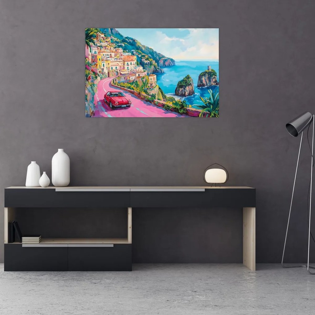 Obraz - Ružová cesta na pobreží (90x60 cm)