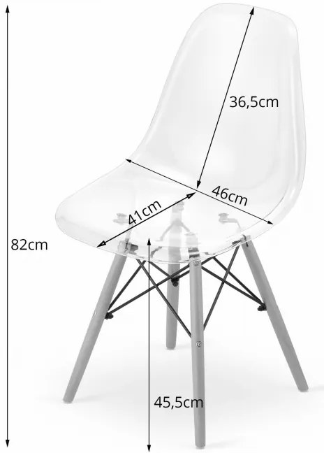Set dvoch jedálenských stoličiek OSAKA priehľadné (hnedé nohy)