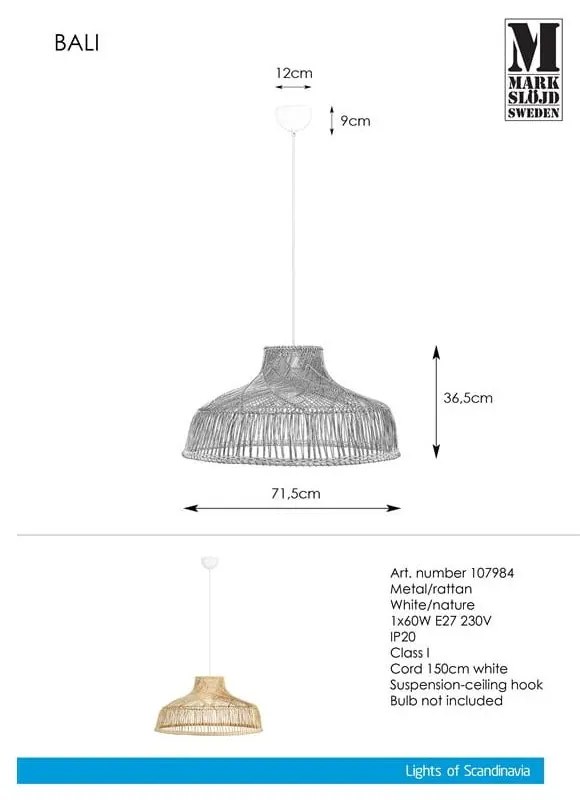 Závesné svietidlo Markslöjd Bali Pendant Nature