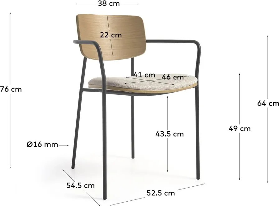 Jedálenská stolička v čierno-prírodnej farbe Maureen – Kave Home