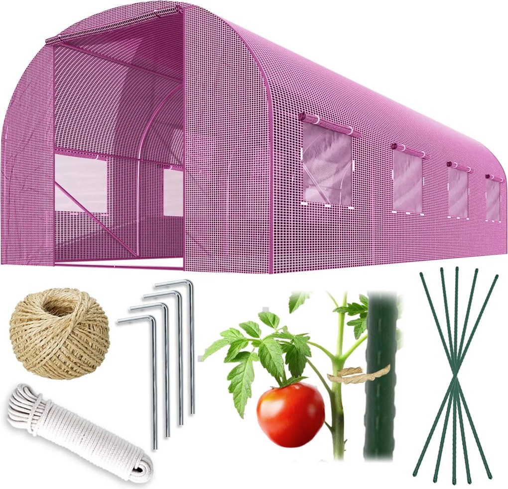 Fóliový tunel, záhradný skleník 2,5 x 4 m (10m2) ružový Plonos 4979-B