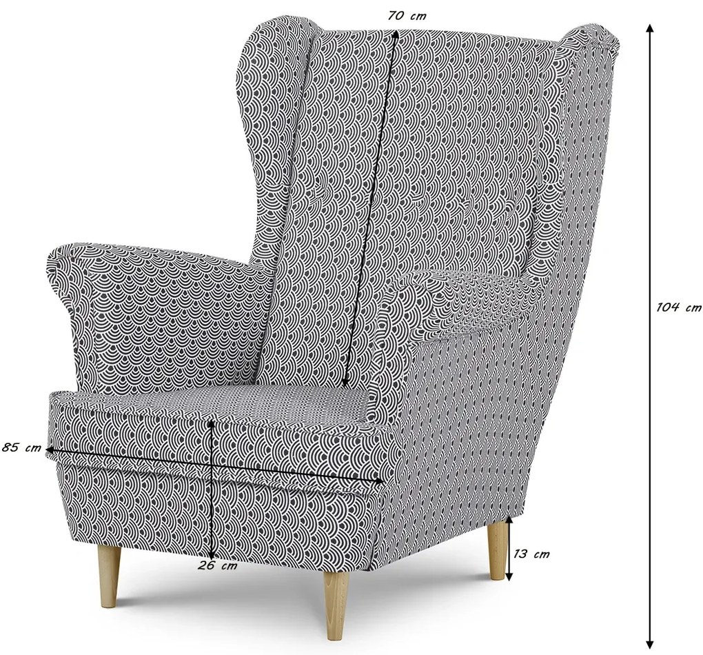 Pohodlné škandinávske kreslo Ušák EDI