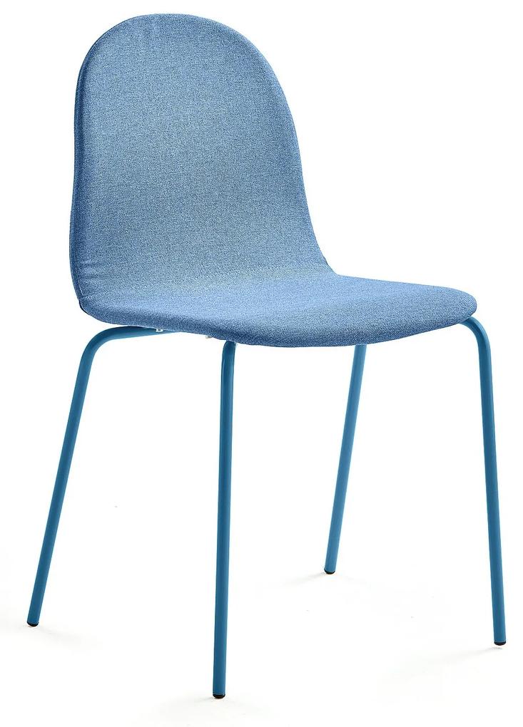 Stolička GANDER, 4 nohy, čalúnená, modrá