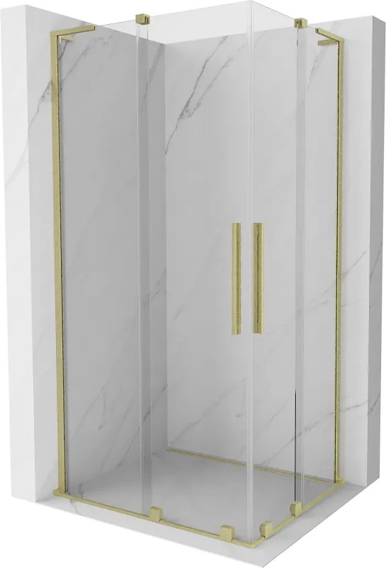 Mexen Velar L Duo, sprchový kút s posuvnými dverami 100 x 90 cm, 8mm číre sklo, zlatá matná, 871-100-090-02-03-55