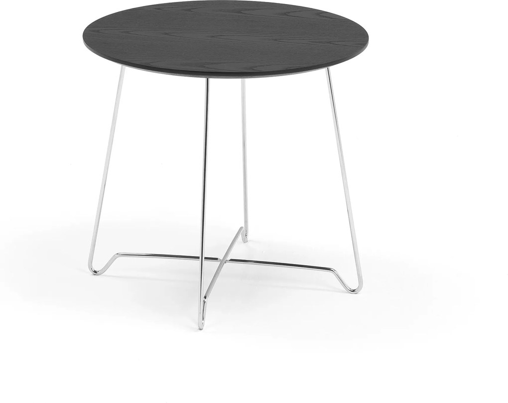 Kaviarenský stolík Iris, výška 460 mm, chróm / čierna