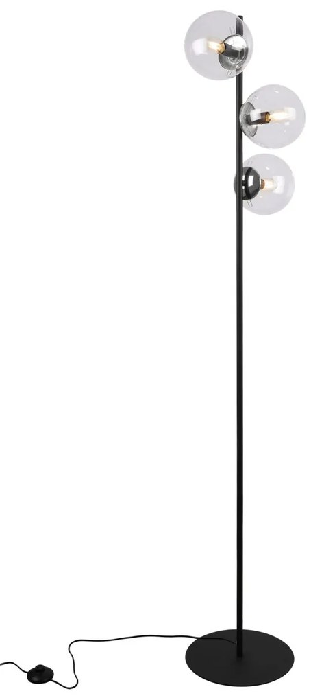 Stojacia lampa Paris, 3x číre sklenené tienidlo, B/CH