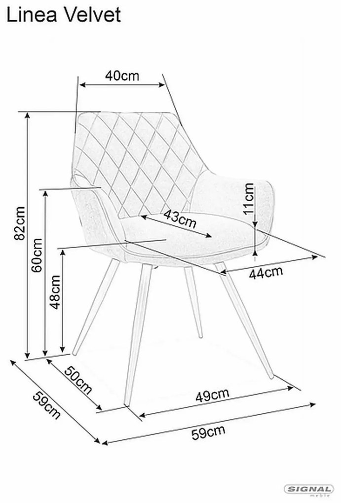 Jídelní křeslo Linea Velvet hořčicové