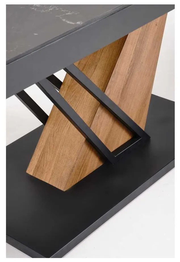 Jedálenský stôl Sterzo 140-180 x 90 cm, čierna / dub zlatý