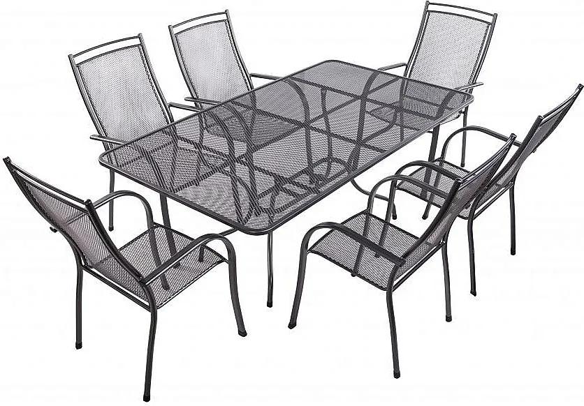 Záhradná kovová zostava PALMA I. 1+6 Stôl obdĺžník 160x95 cm (CT0311)