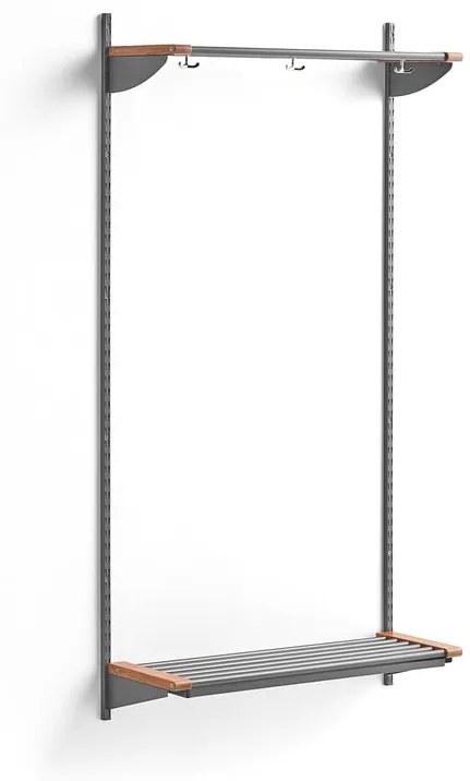 Vešiaková stena JEPPE s hornou policou, základná sekcia, 1790x900x310 mm, strieborná/dub