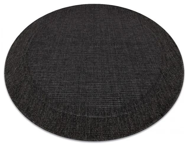 Šnúrkový koberec SIZAL TIMO 5000 čierny kruh