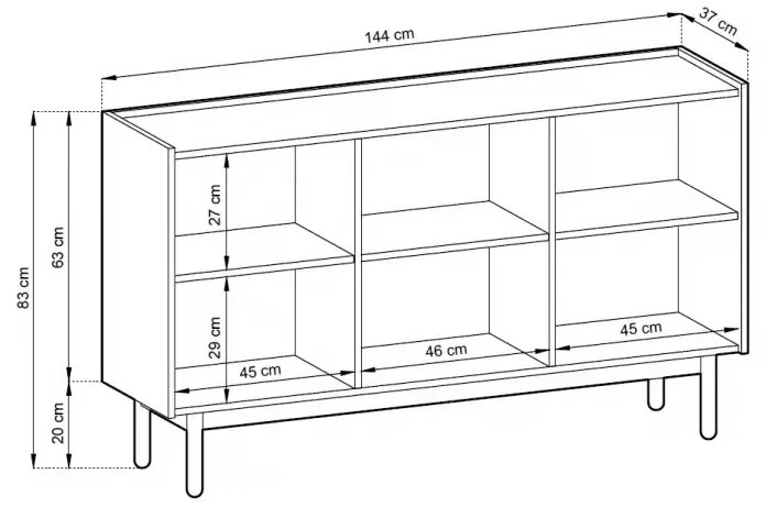 Komoda Boho La 144x83 cm dub riviéra/bílý mramor