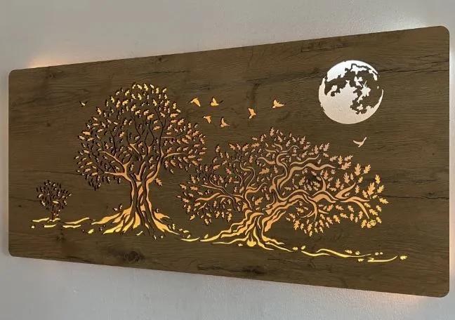 Svietiaci obraz na stenu Stromy a mesiac