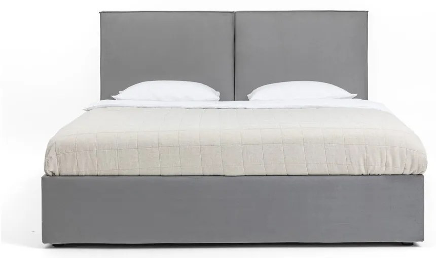 Sivá čalúnená dvojlôžková posteľ s úložným priestorom s matracom/s roštom 160x200 cm Thessa Bold – Bonami Selection