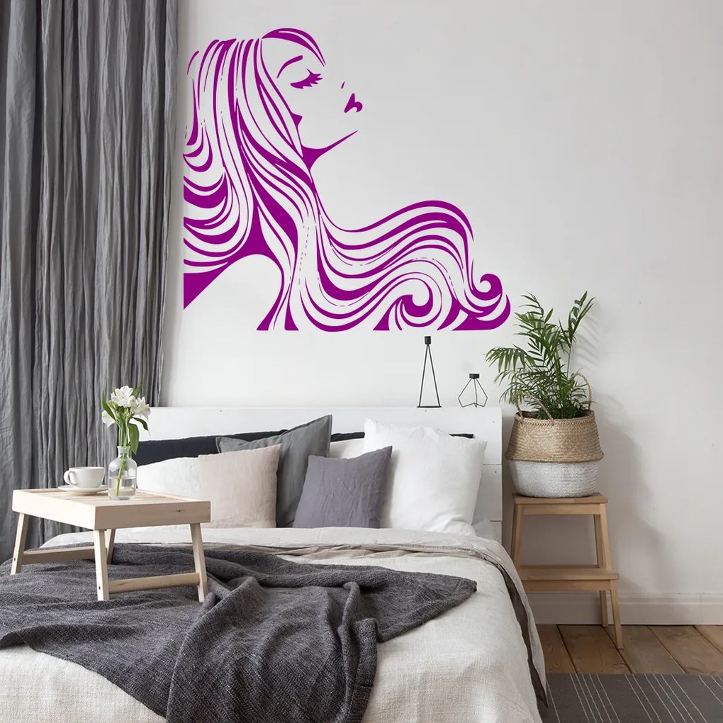 Veselá Stena Samolepka Žena z profilu Farba: hnedá, Veľkosť: 80 x 74 cm