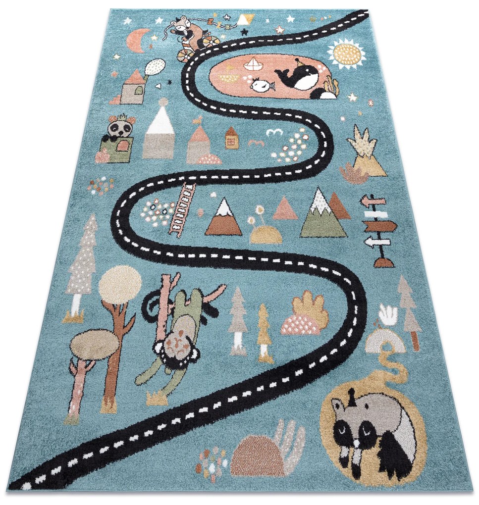 Koberec FUN Route pre deti, modrý
