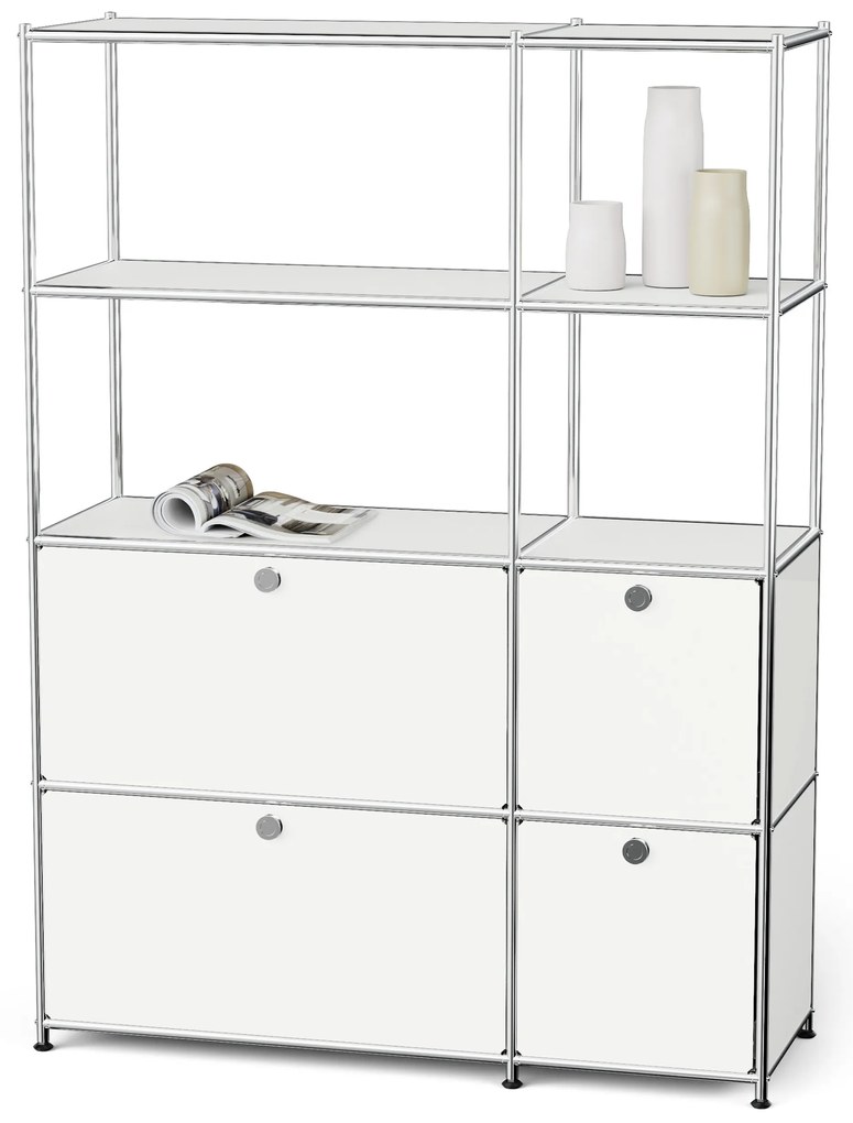 Kovová skrinka »CN3« so 4 výklopnými priečinkami, biela