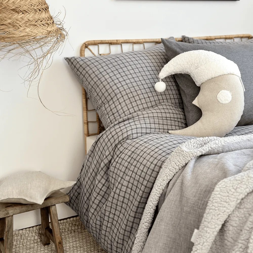 Obojstranný prehoz z mušelínu a umelej kožušiny šedá melange 100x135 cm