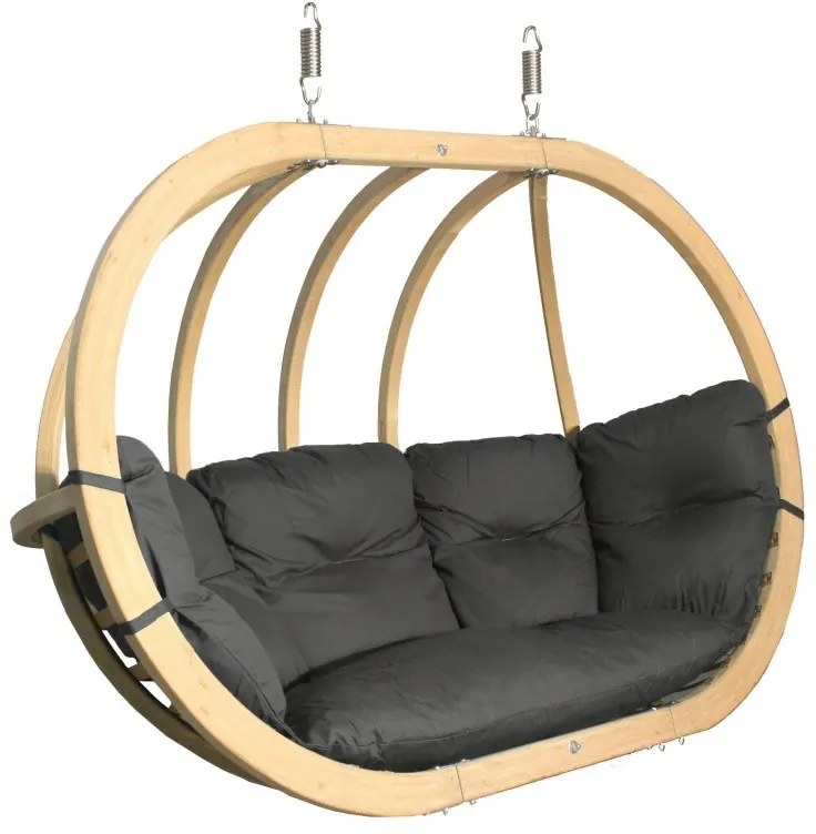 Dvojité závesné hojdacie kreslo O-Zone Premier Swing Pod šedé so stojanom
