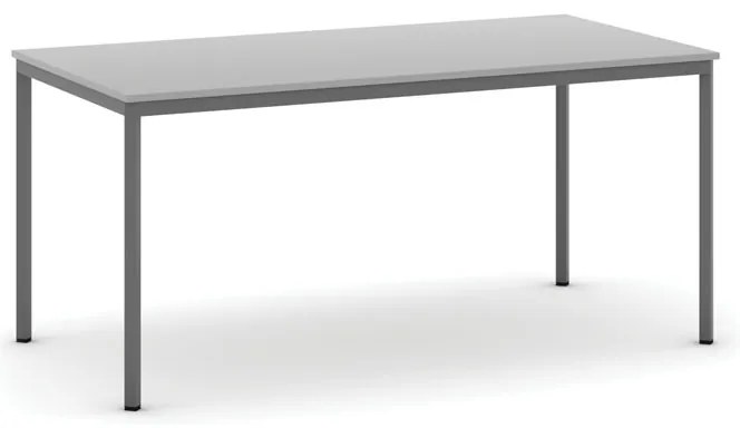 Jedálenský stôl, 160x80 cm, tmavo sivá podnož, sivá