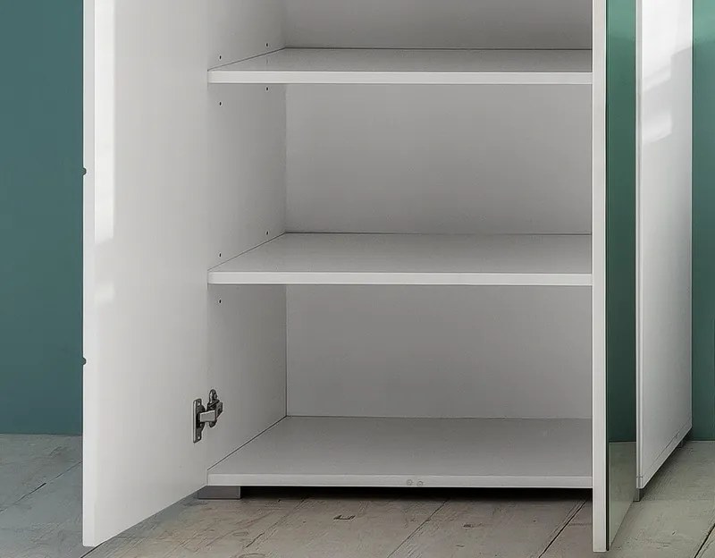 Skriňa so zrkadlom Amanda 127, lesklá biela