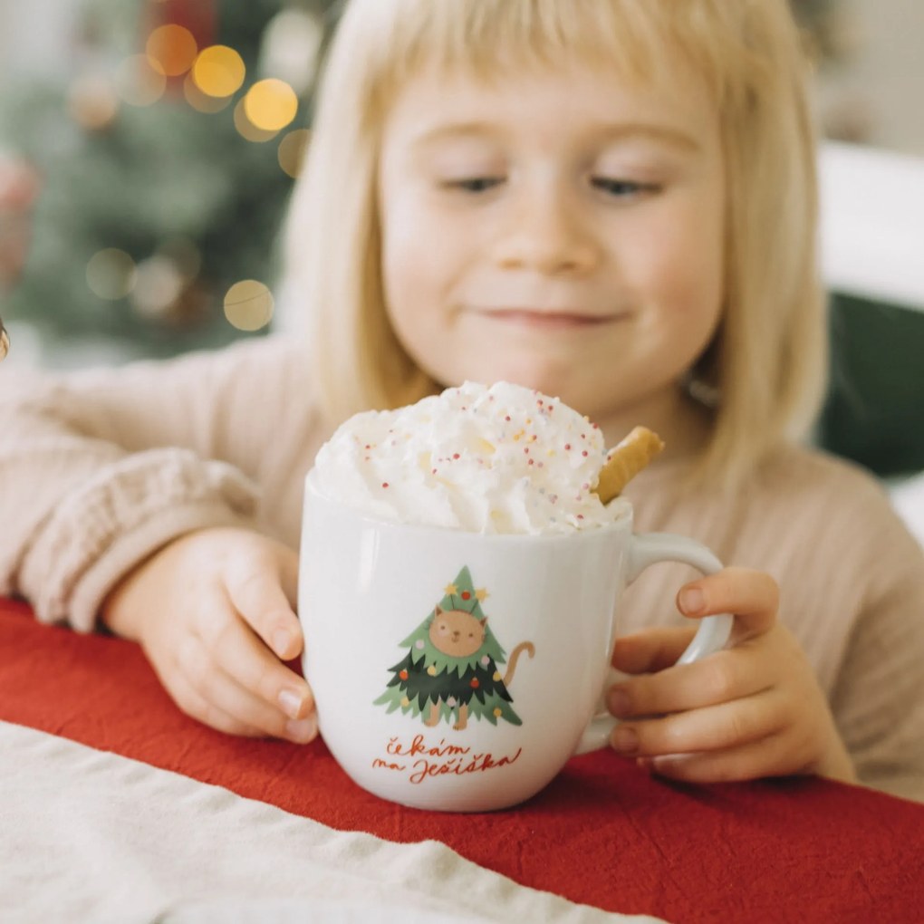 Bella Rose Porcelánový hrnček Šťastné a Veselé s mačkou 350 ml
