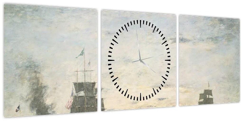 Obraz - Eugène Boudin, Entrance to the Harbor, Le Havre, reprodukcia (s hodinami) (90x30 cm)