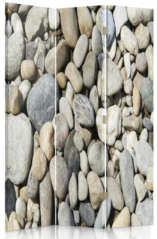 Ozdobný paraván, Kameny na pláži - 110x170 cm, trojdielny, klasický paraván