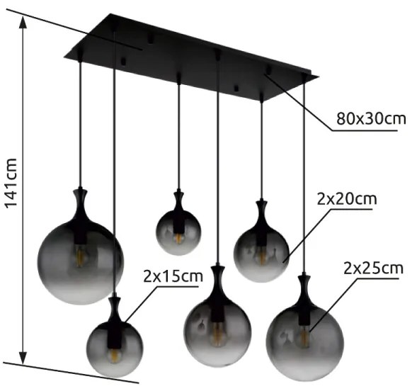Globo 15885-6H - Luster na lanku DALTON 6xE27/10W/230V