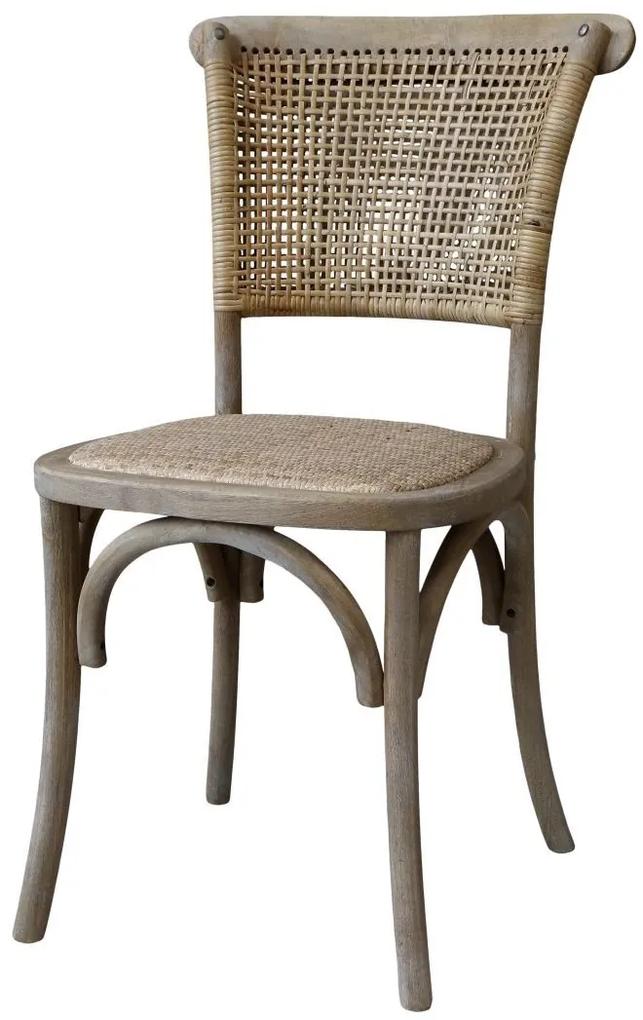 Prírodná drevená stolička s ratanovým výpletom Old French chair - 45*40*88 cm