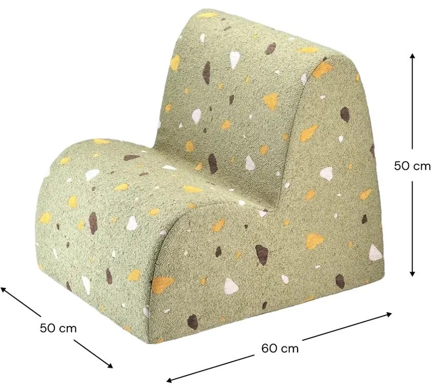 Zelené detské kresielko z textílie buklé/ženilkové Terrazzo Cloud – Wigiwama