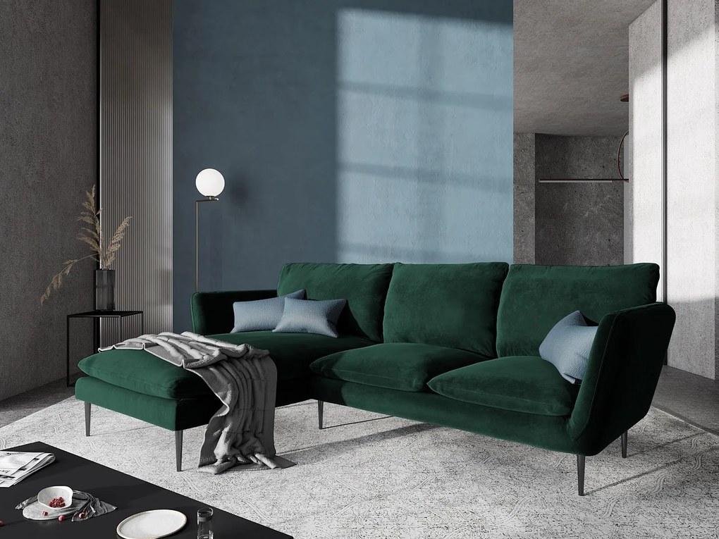 MAZZINI SOFAS Zamatová štvormiestna rohová pohovka Acacia ľavý roh 250 × 165 × 96 cm
