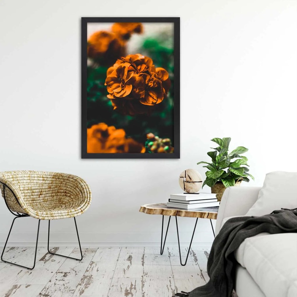 Gario Plagát Oranžové letné kvety Farba rámu: Čierna, Rozmery: 70 x 100 cm