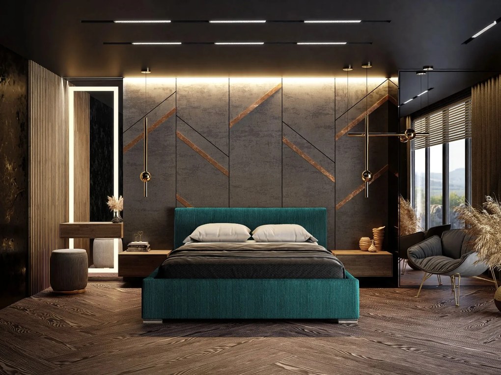 MANŽELSKÁ POSTEĽ PAOLA 160X200 SMARAGDOVO ZELENÁ MENČESTROVÁ LÁTKA