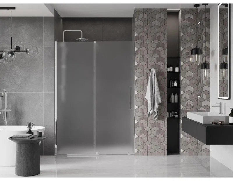 Mexen Velar, posuvné sprchové dvere do otvoru 150 cm, 8mm sklo námraza, chrómová, 871-150-000-31-01