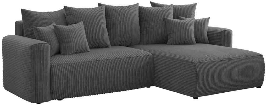 Rohová sedačka Baria (P) (tmavosivá). Akcia -20%. Vlastná spoľahlivá doprava až k Vám domov. 1133092