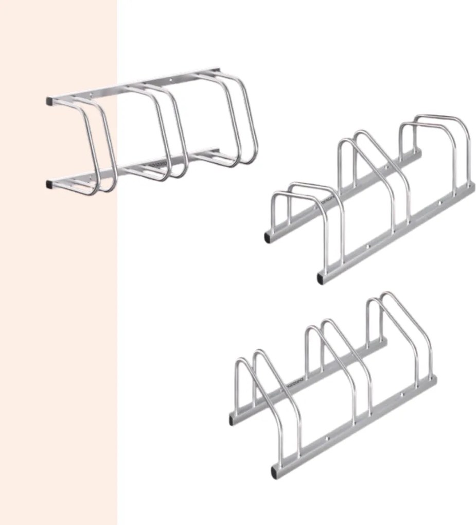 Stojan na 3 bicykle BIKE, 84x32x27cm, strieborná Jurhan