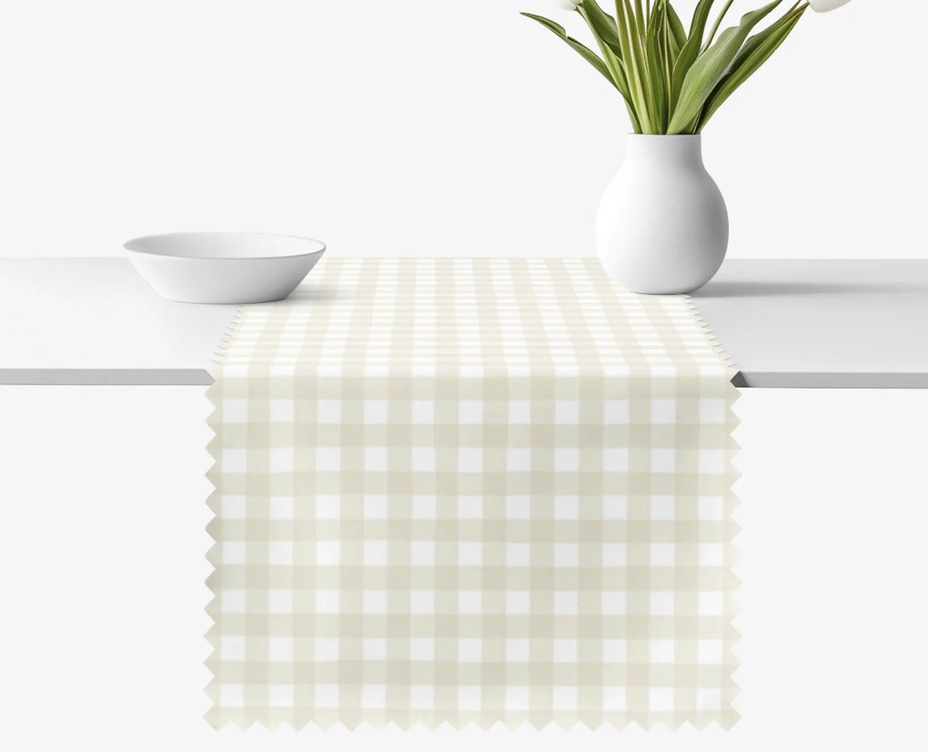 Goldea behúň na stôl teflónový - béžové kocky 35x140 cm