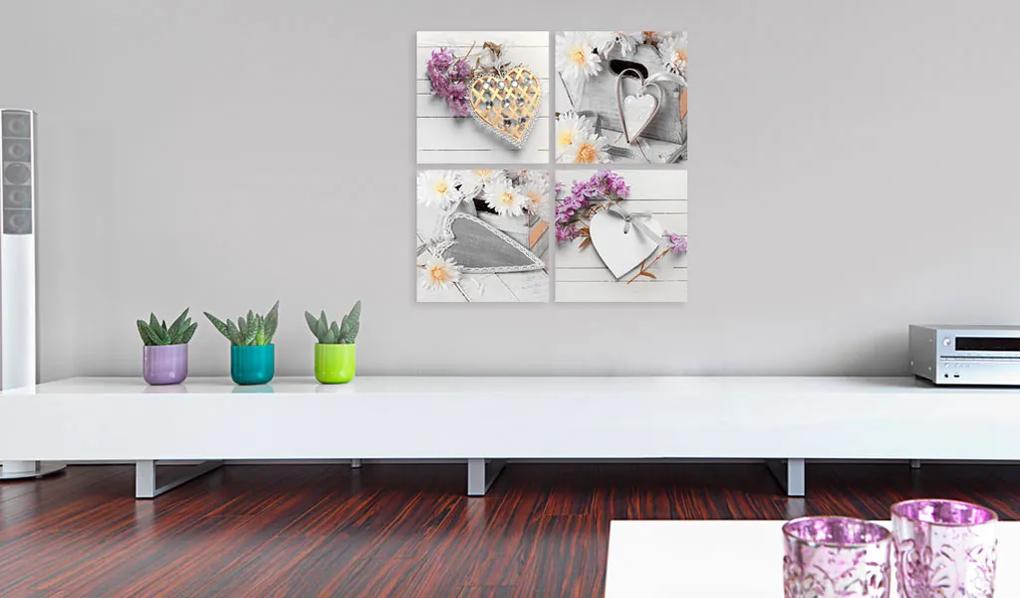 Artgeist Obraz - Hearts and flowers Veľkosť: 40x40, Verzia: Premium Print