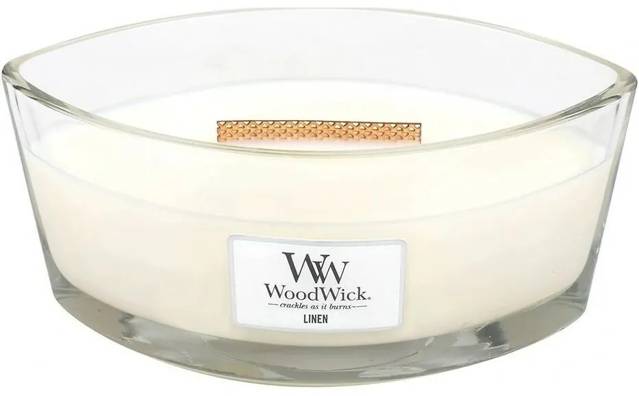 WoodWick Vonná sviečka loď Linen, 453 g