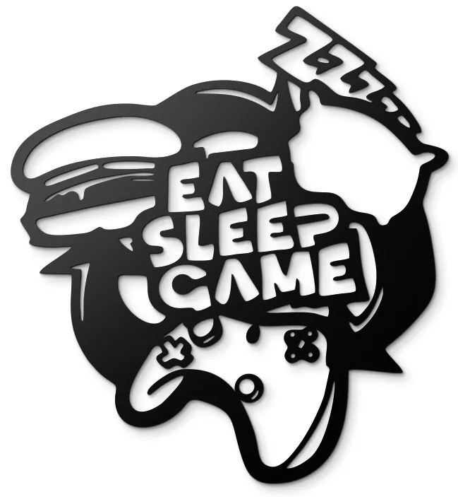 drevko Nálepka na stenu Eat Sleep Game Rozmer obrazu: 44,5 x 41 cm, Farba dekorácie: Čierna