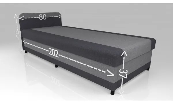 Čalúnená válenda s úložným priestorom TALI 80x202 sivá/antracit