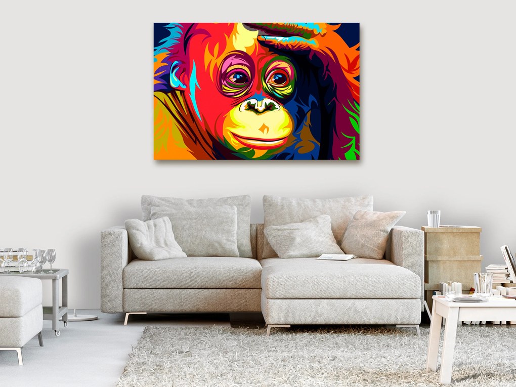 Artgeist Obraz - Colourful Orangutan (1 Part) Wide Veľkosť: 90x60, Verzia: Na talianskom plátne