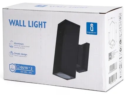 Aigostar - Vonkajšie nástenné svietidlo 2xGU10/230V čierna IP65 hranatý