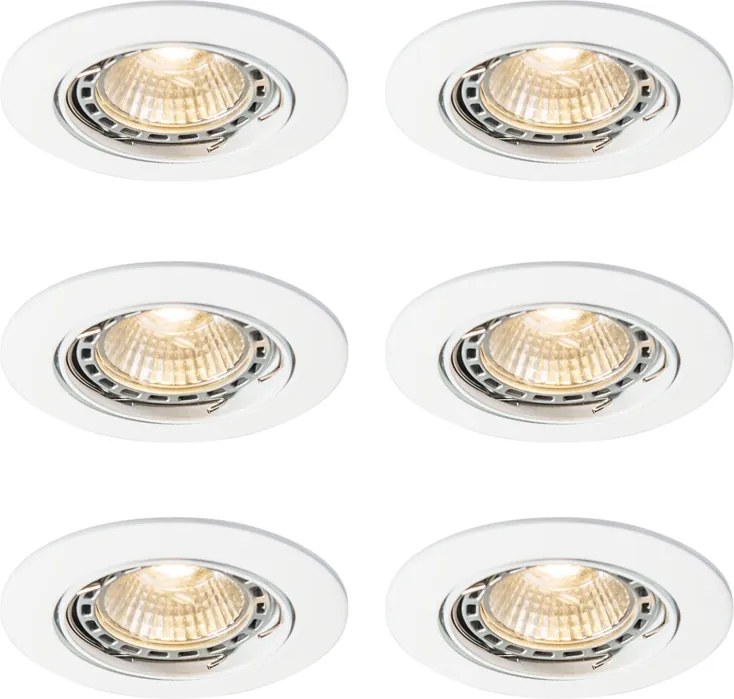Sada 6 moderných zapustených bodových svetiel biela naklápacia GU10 50mm - Edu