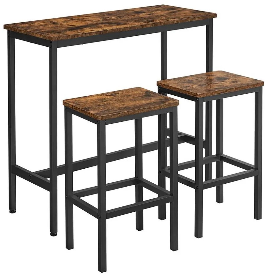 Sada: barový stôl a 2x barové stoličky BARTIS, hnedá/čierna