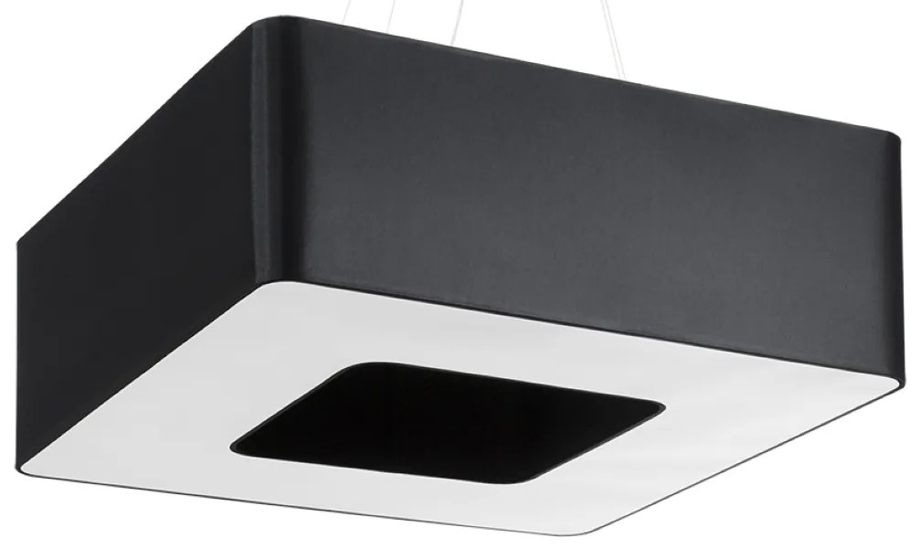 Závesné svietidlo Urano, 1x čierne textilné tienidlo, (biely plast), (60 cm)