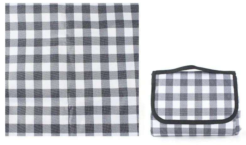Pikniková deka so sivým károvaným vzorom 200 x 115 cm