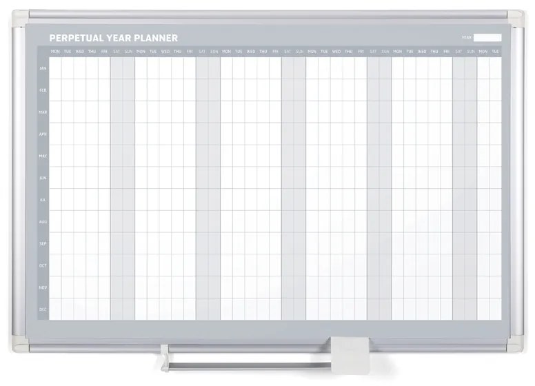 Bi-Office Ročná plánovacia tabuľa na stenu LUX, magnetická, dni, 900 x 600 mm